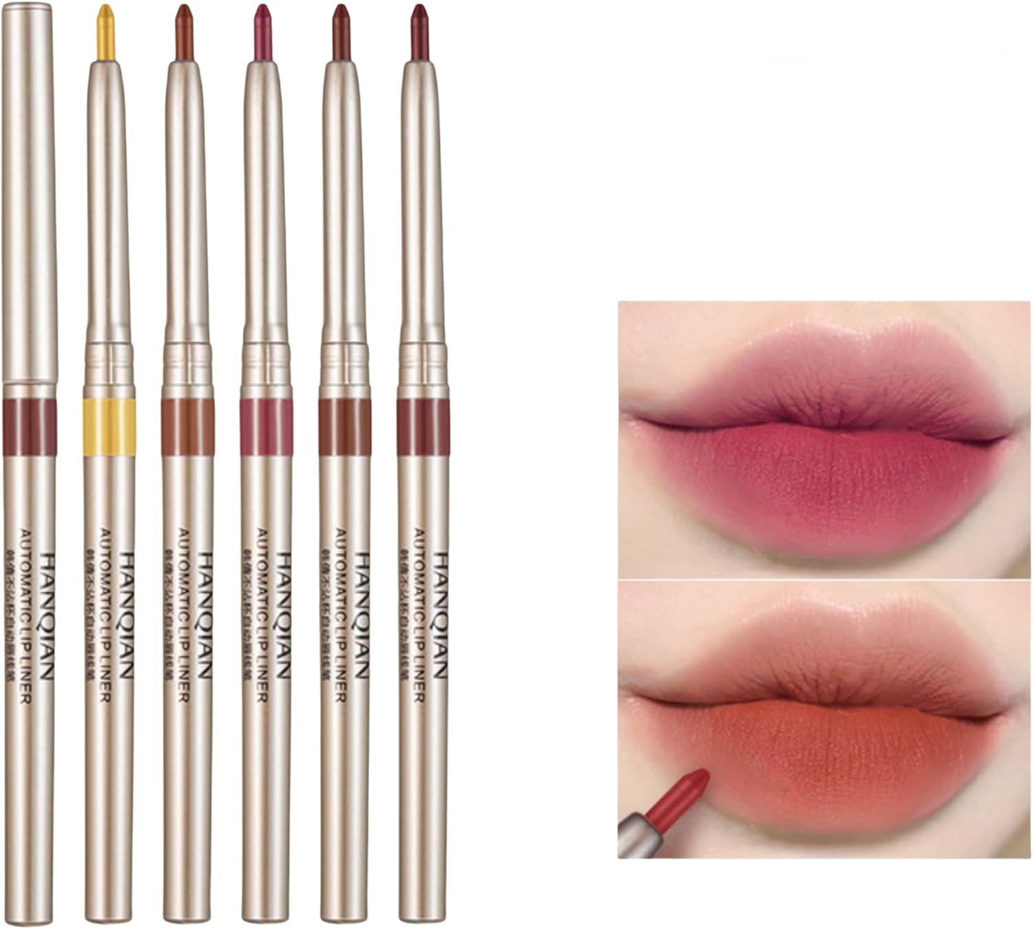 Automatic Rotating Lip Liner, Lipstick Pen, Fade-Resistant, Matte Nude, Pencil Edge, Waterproof, Long Lasting Smooth Lip Gloss-9# Grapefruit Red