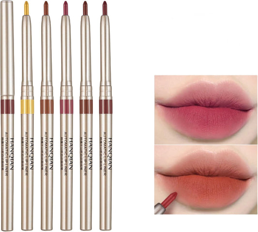 Automatic Rotating Lip Liner, Lipstick Pen, Fade-Resistant, Matte Nude, Pencil Edge, Waterproof, Long Lasting Smooth Lip Gloss-9# Grapefruit Red