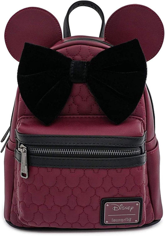 Loungefly X Minnie Mouse Mini Padded Faux Leather Backpack with Velvet Bow