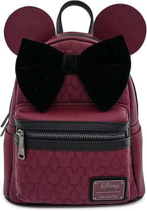 Loungefly X Minnie Mouse Mini Padded Faux Leather Backpack with Velvet Bow