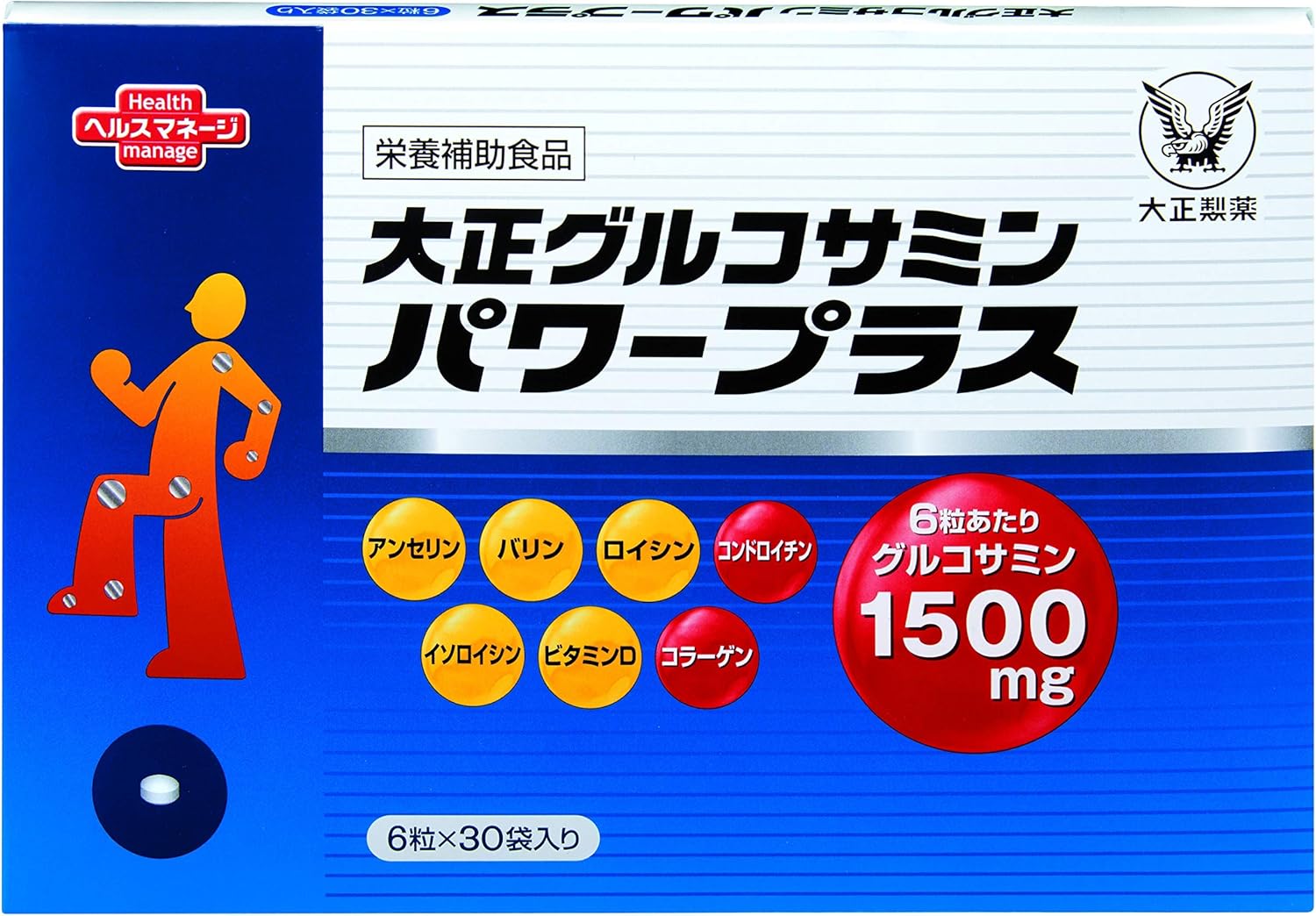 Taisho Pharmaceutical Taisho Glucosamine Power Plus, 6 Tablets x 30 Packets / 30 Day Supply [Dietary Supplement] High Purity Glucosamine Cartilage Ingredients Muscle Ingredients Athletic Amino Acid Supplement