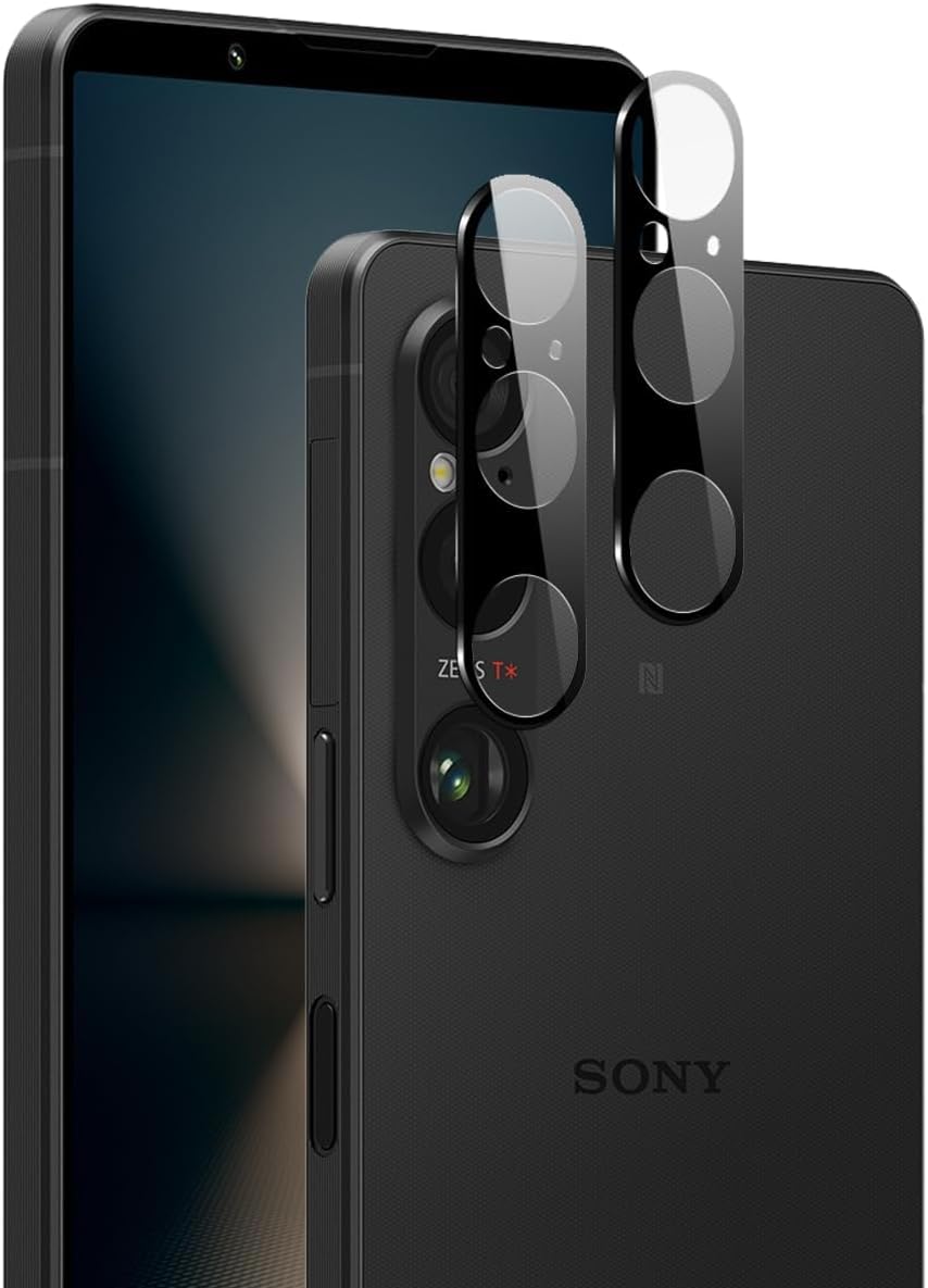 [Set of 2] Compatible Xperia 1 VI Camera Film, 2 x Xperia 1 VI SO-51E SOG13 Lens, Protective Cover, Black Edge, Overexposure Prevention, Japanese Glass Material, 9H Strength, Compatible Xperia 1 VI