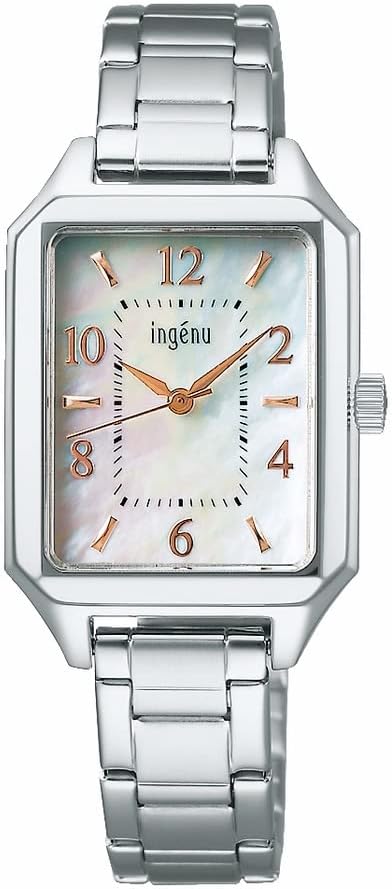 Seiko Watch AHJK467 Angeline Square Quartz Women's Wristwatch, Silver, Silver, Bracelet Type