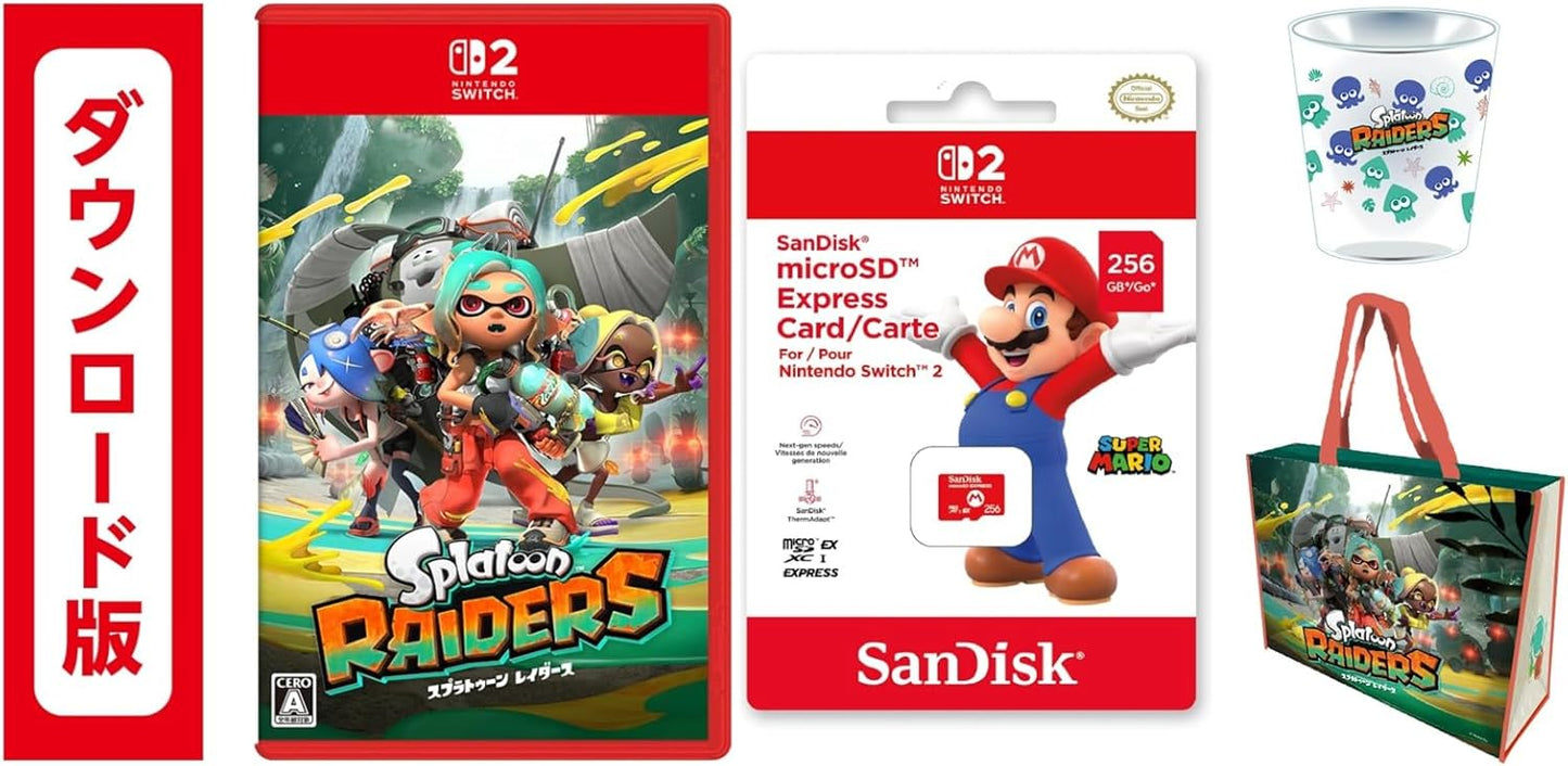 スプラトゥーン レイダース|オンラインコード版 &サンディスク マイクロSDエクスプレスカード 256GB 【限定】特典 アクリルタンブラー＆ファスナー付きショッピングバッグ 同梱