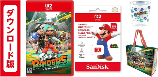 スプラトゥーン レイダース|オンラインコード版 &サンディスク マイクロSDエクスプレスカード 256GB 【限定】特典 アクリルタンブラー＆ファスナー付きショッピングバッグ 同梱