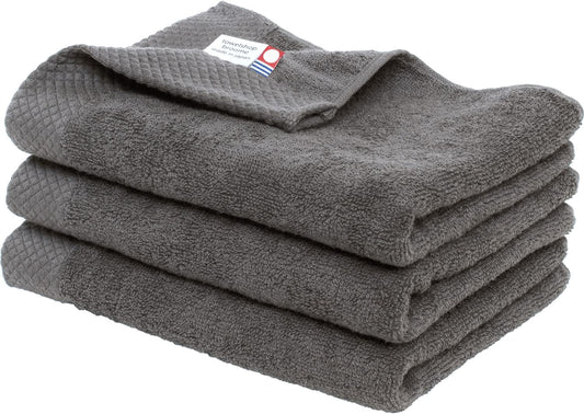 Bloom Imabari Towel, Certified Face Towel, Set of 3, Ciel, Hotel Specifications, Water Absorbent, Quick Drying, Room Drying, 100% Cotton, Made in Japan (Charcoal)