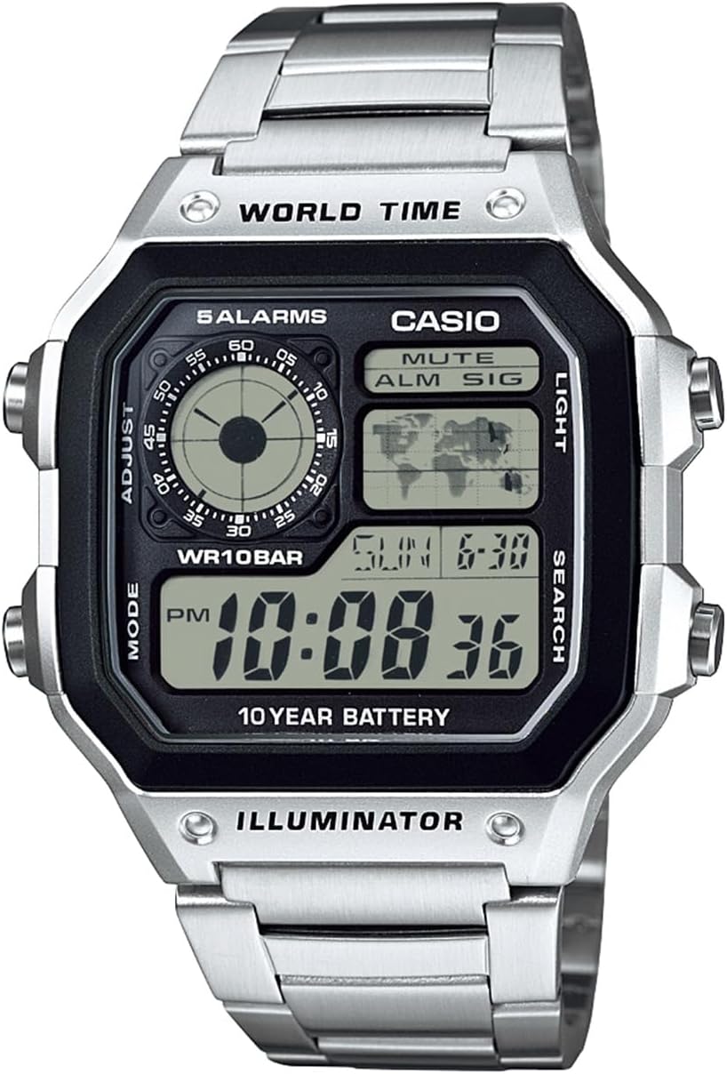 Casio Collection AE-1200WH Watch, Genuine Domestic Product, Silver, Bracelet Type