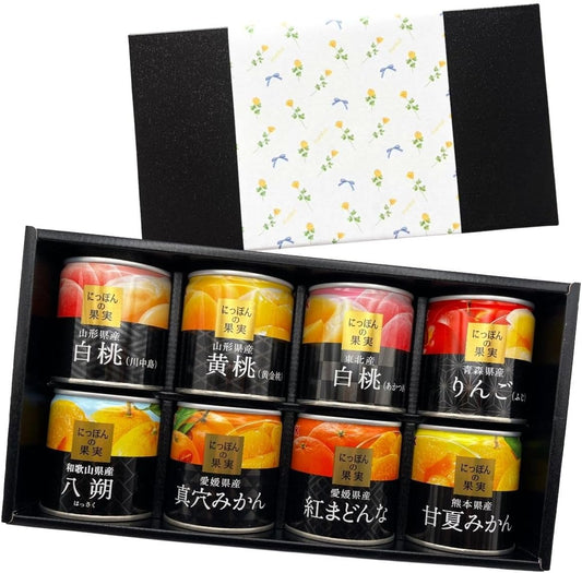 (Gift) Canned Fruits, Set of 8 Types of Domestically Produced Canned Fruits, Assorted, Fruit Can, Comes in a Cosmetic Box, Sash, Hospital Discharge, Get Well, Get Well, Middle Age, Mother's Day