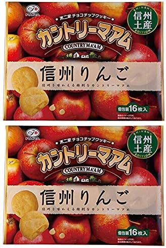 Fujiya Chocolate Chip Cookies, Country Maam, Shinshu Apple, Individual Packaging, 16 Pieces x 2P (Set of 2)