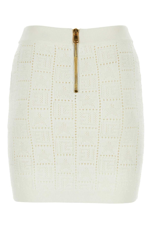 Balmain Ivory Viscose Blend Mini Skirt - Image 1