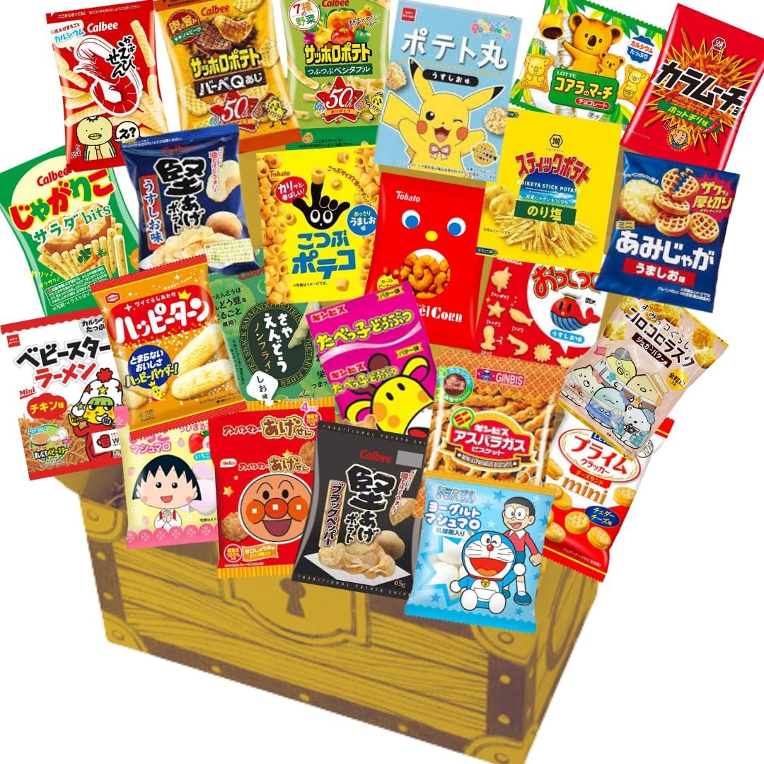 【Small Bag Snacks Assortment】 24 Varieties Treasure Box Assorted Dagashi Snacks, Set for Children, Small Bag Snacks, Present, Gift, Party, Birthday, Events, Welcome Party