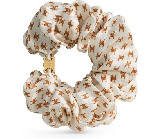Celine mini Triomphe scrunchy in silk and brass with gold finish - Image 1