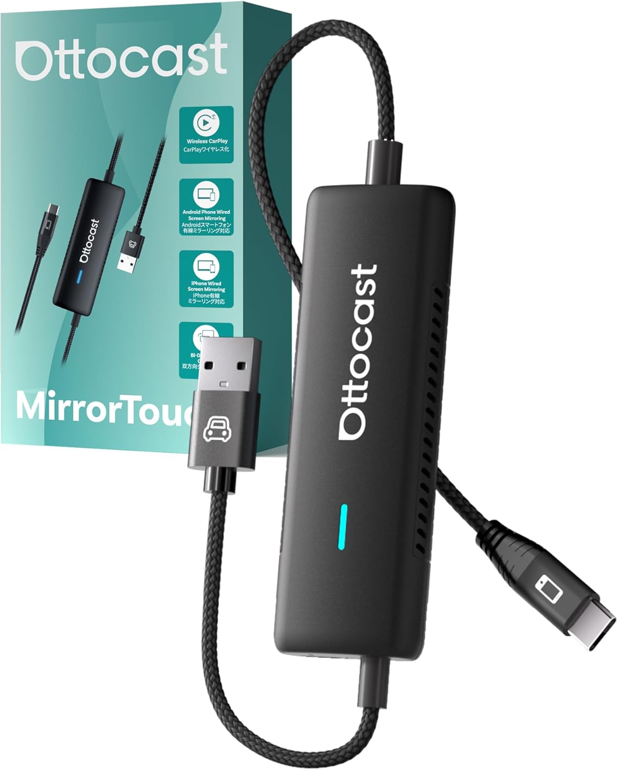 Ottocast Mirror Touch Mirror Touch for Car Entertainment Enhancing Car Entertainment, Ottocast 2025 New Model Smartphone Mirroring, CarPlay Wireless Adapter, Mirror Smartphone Screen to Car Navigation