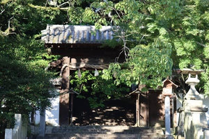 【日本の風景／松山のポストカード】愛媛県松山市 松山城東雲神社の古い門 生い茂る夏の緑と石灯籠の静けさ はがき お土産 ハガキ 撮影/MIRO