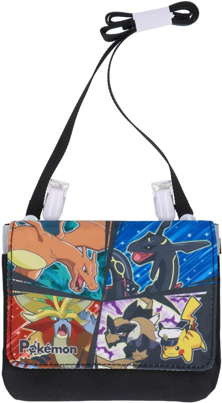 Pokemon KPKE1500 Clip Pocket with Shoulder Strap, Black/Pokemon Collection