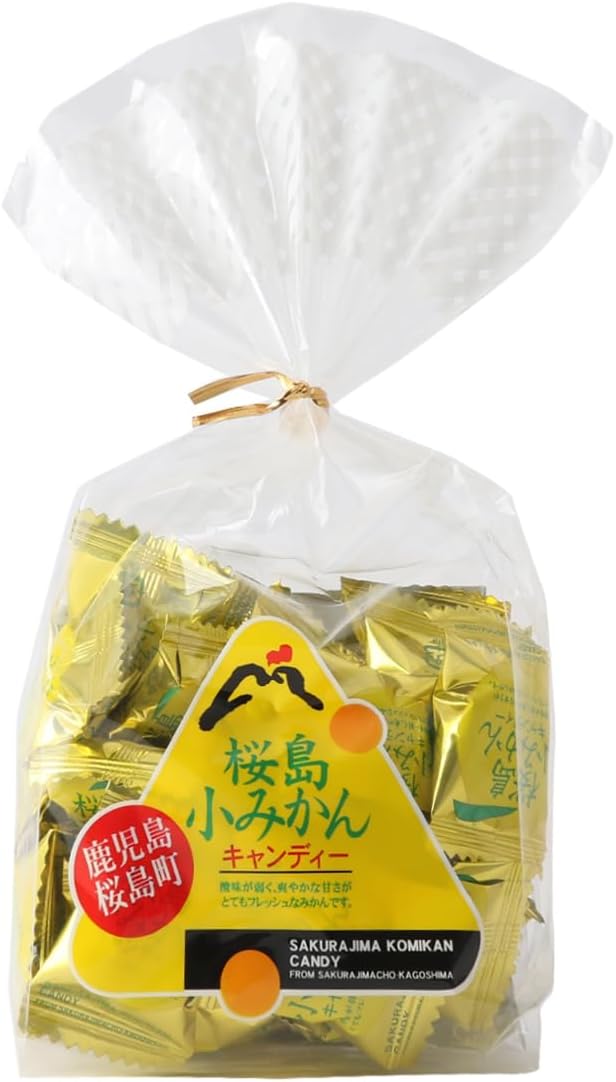 Fujiya Seika Sakurajima Small Mandarin Orange Candy, 4.3 oz (110 g) x 4 Bags, Orange Candy, Kagoshima Souvenir