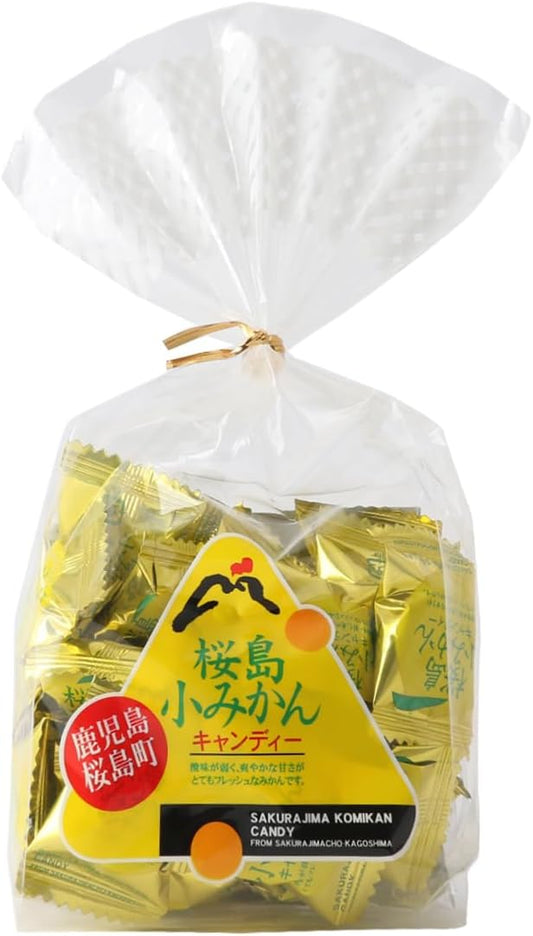 Fujiya Seika Sakurajima Small Mandarin Orange Candy, 4.3 oz (110 g) x 4 Bags, Orange Candy, Kagoshima Souvenir