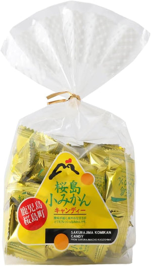 Fujiya Seika Sakurajima Small Mandarin Orange Candy, 4.3 oz (110 g) x 4 Bags, Orange Candy, Kagoshima Souvenir