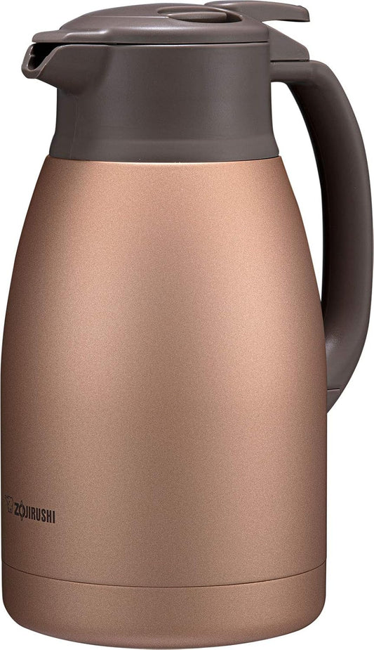 ZOJIRUSHI Stainless Steel Pot 1.5L Tabletop Wide Mouth Approx. 6.5cm Stainless Steel Vacuum Double Wall Thermos Keeps Hot and Cold Matte Copper SH-HC15-NU