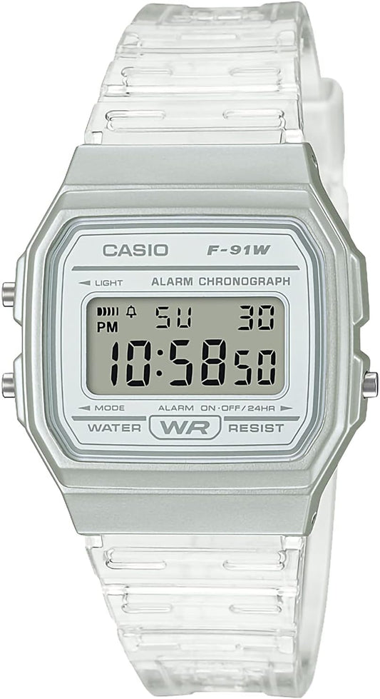 Casio Watch, Collection, Digital Resin, clear white/F-91, Modern