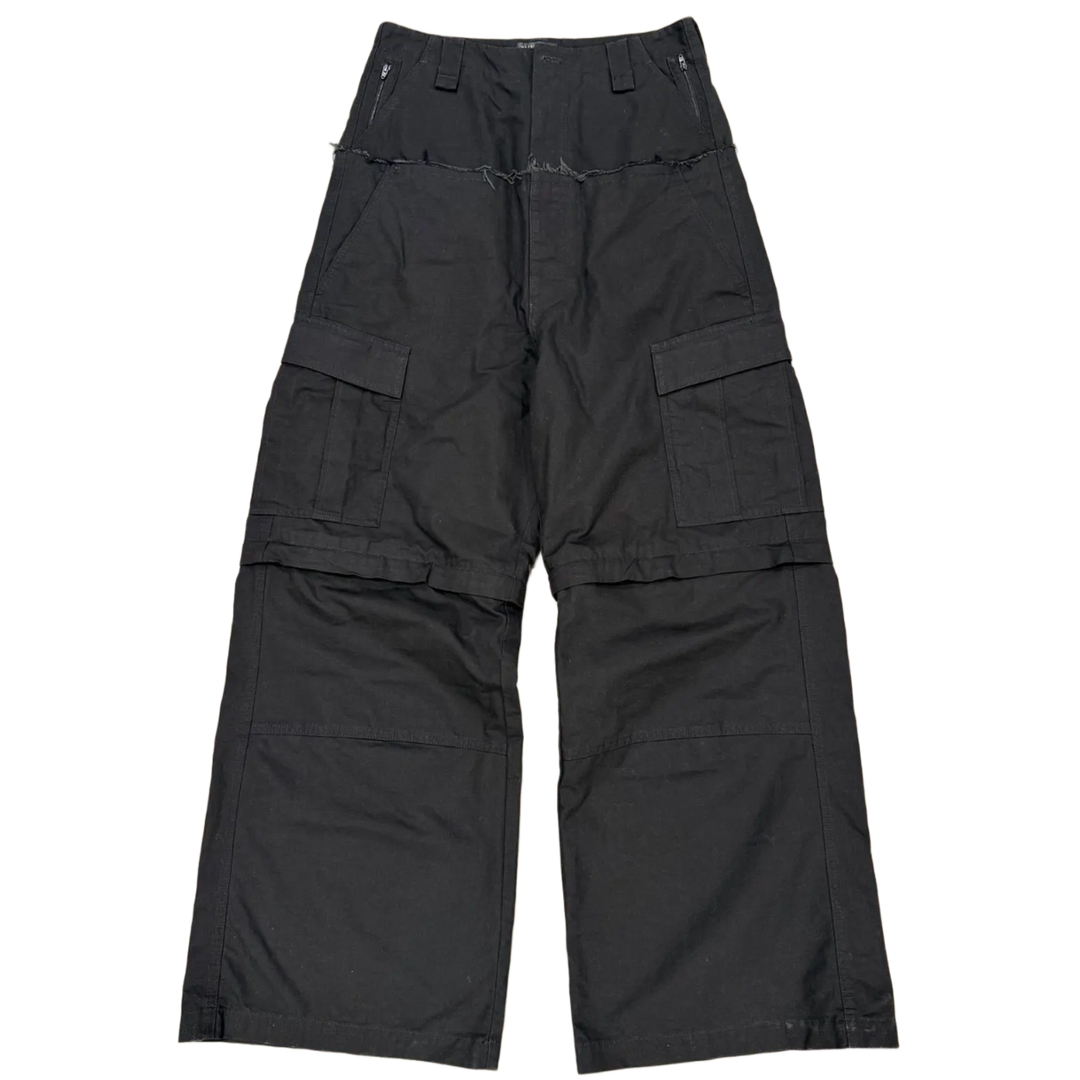 BALENCIAGA 'BLACK' CUT UP CARGO PANTS