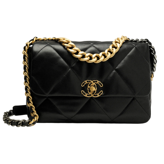 CHANEL 19 'BLACK' LARGE LAMBSKIN BAG