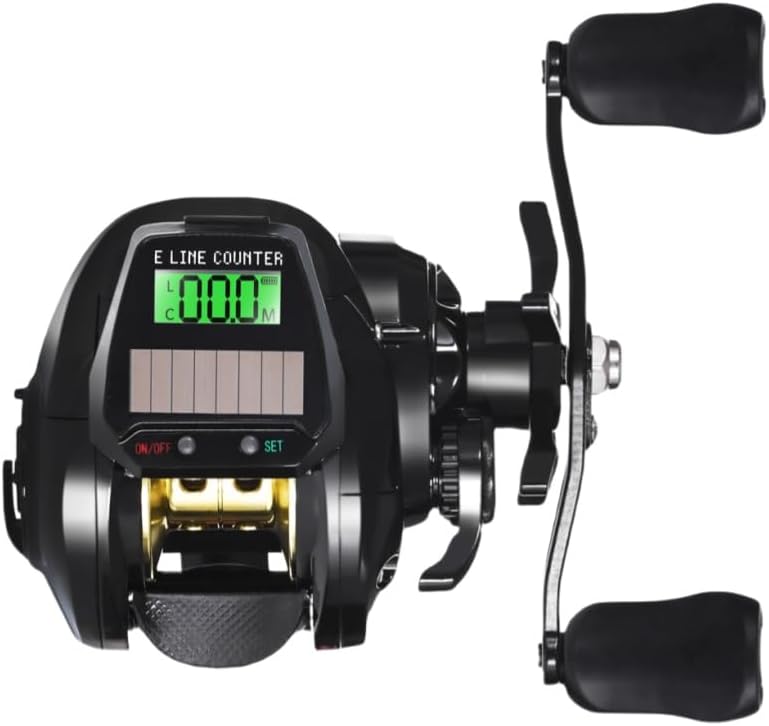 Electric Fishing Reel Smooth Winding Lightweight High Resistance USB Charging Solar Powered Digital Display Left/Right Handle Ideal for Saltwater Freshwater Fishing Ice Fishing Boat Fishing Deep
