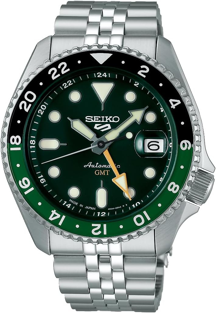 Seiko 5 Sports SKX Series GMT Model, Automatic Mechanical Watch, Seiko Five Sports, Men's Made in Japan, Deep Green, Overseas Model, green, Bracelet Type