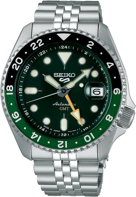 Seiko 5 Sports SKX Series GMT Model, Automatic Mechanical Watch, Seiko Five Sports, Men's Made in Japan, Deep Green, Overseas Model, green, Bracelet Type