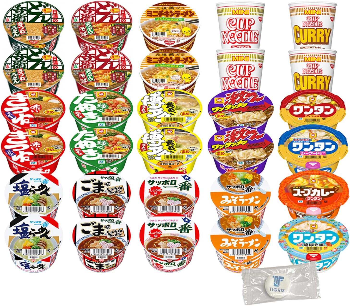 Mini Cup Noodle 17 Varieties Taste Comparison Assorted Set Bulk Purchase Small Size (Total 30 Meals) + With Ramune