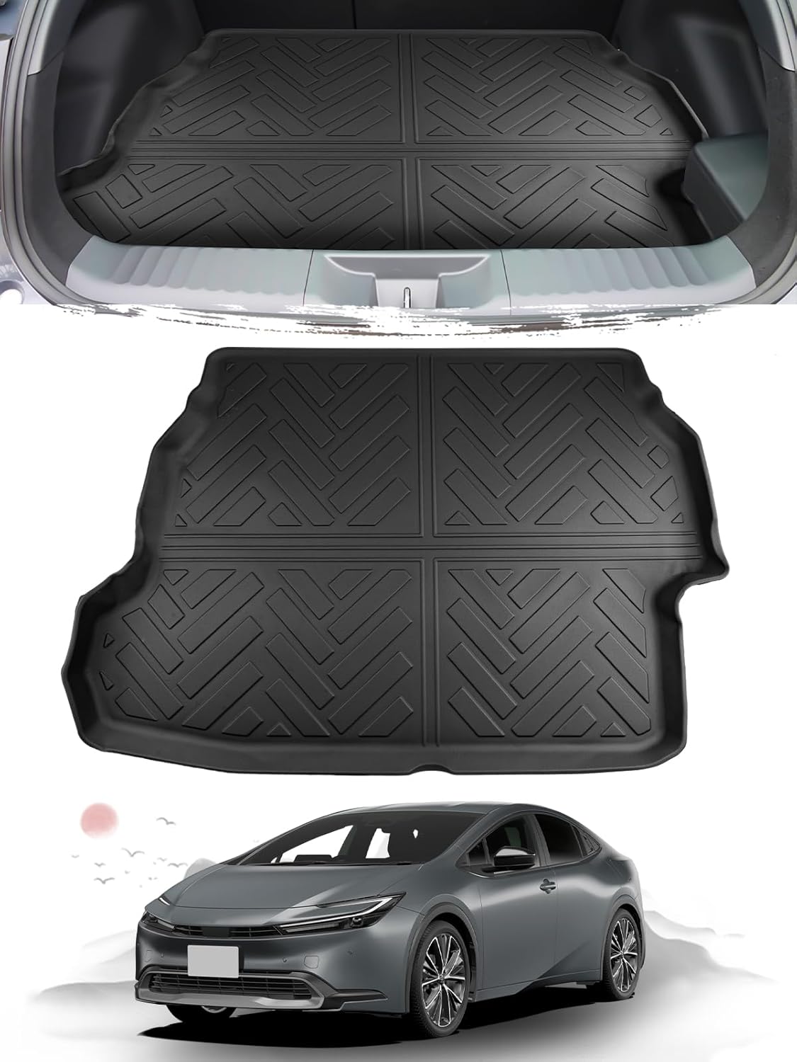 ruiya Folding Luggage Mat for Toyota Prius 60 Series 60 Series Luggage Mat Dedicated New Prius 60 Series Luggage Tray 3D Luggage Mat Waterproof Non Slip TPE Material Stain Resistant Super Durable Easy