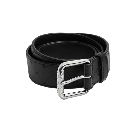 BOTTEGA VENETA 'BLACK' INTRECCIATO STAMP BELT