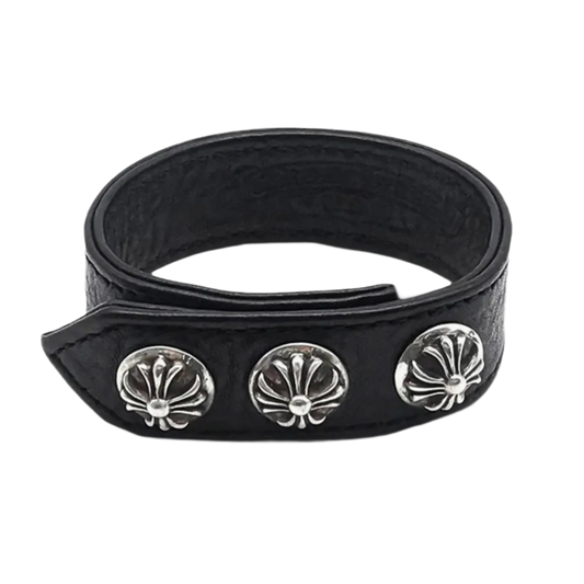 CHROME HEARTS 'BLACK' 3 SNAP CROSS BRACELET