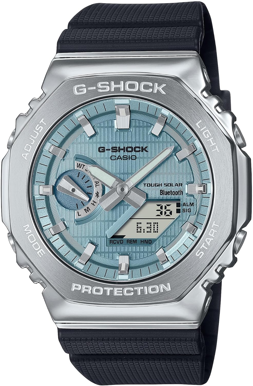 G-Shock Casio G-Steel Solar Connect Blue Dial Black Resin Strap Watch - GBM2100A-1A2, Blue, Modern, blue, Modern