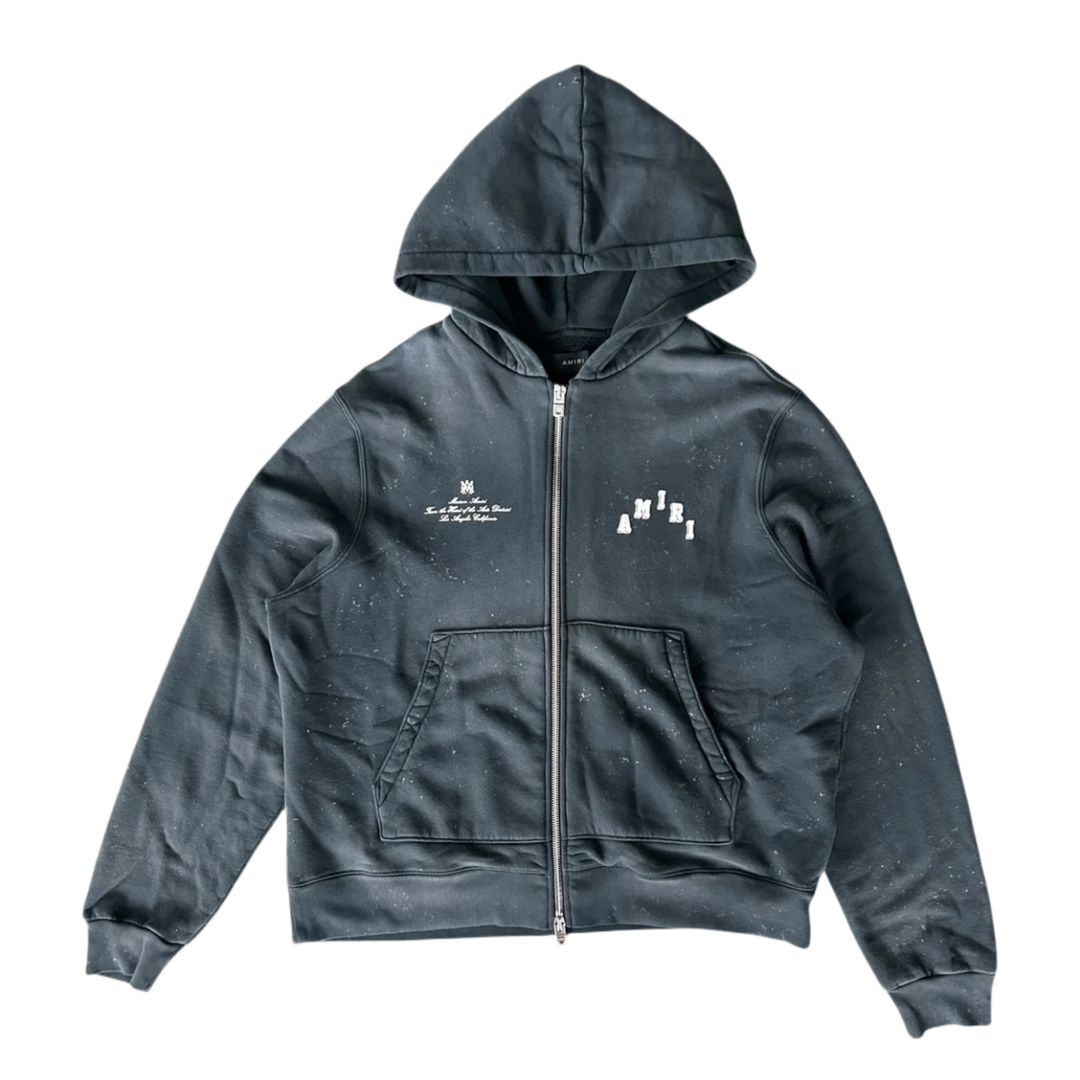AMIRI VINTAGE BLACK & WHITE COLLEGIATE LOGO HOODIE