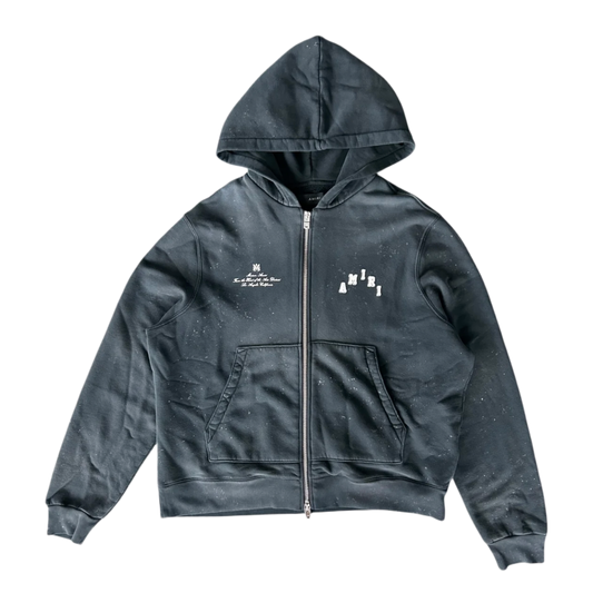 AMIRI VINTAGE BLACK & WHITE COLLEGIATE LOGO HOODIE