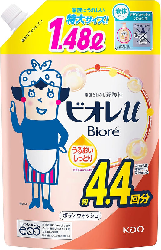 Biore u [Large Capacity] Body Soap Moisturizing Smooth Refill for 4.4 times 1.48 liters (50 fl oz) soap weakly acidic can also be used on baby's skin body wash whole body cleanser [