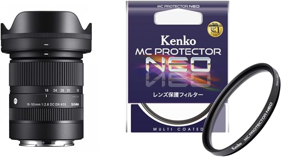 Sigma 18-50mm F2.8 DC DN for Fujifilm X Mount & Kenko Camera Filter MC Protector NEO 55mm Lens Protection 725504