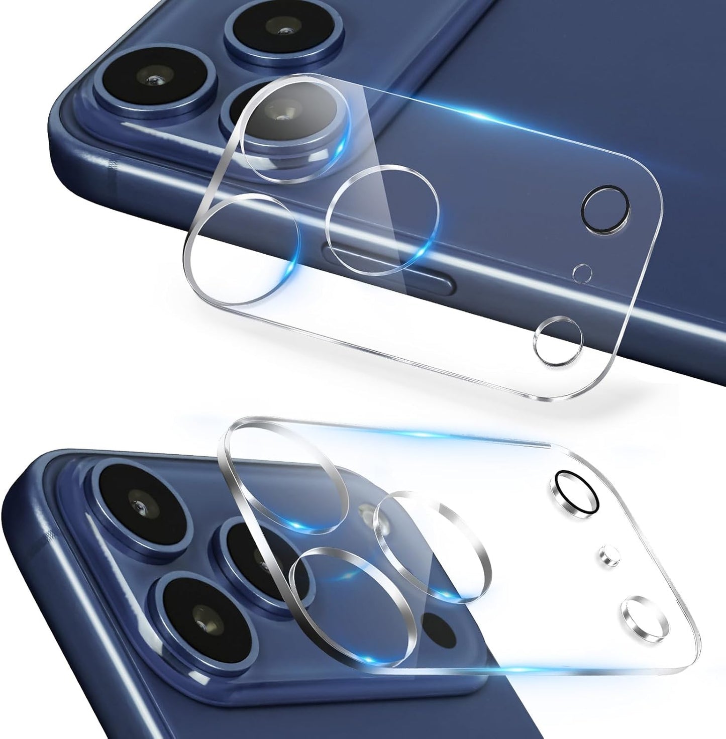 AUNEOS Phone 17 Pro Max Compatible Camera Film Protective Cover (2025 Innovation, Transparent, 2 Pieces), Full Protection, 3-Eye Lens Protection, 10H Hardness, for iPhone 17 Pro Max, Lens Film, High