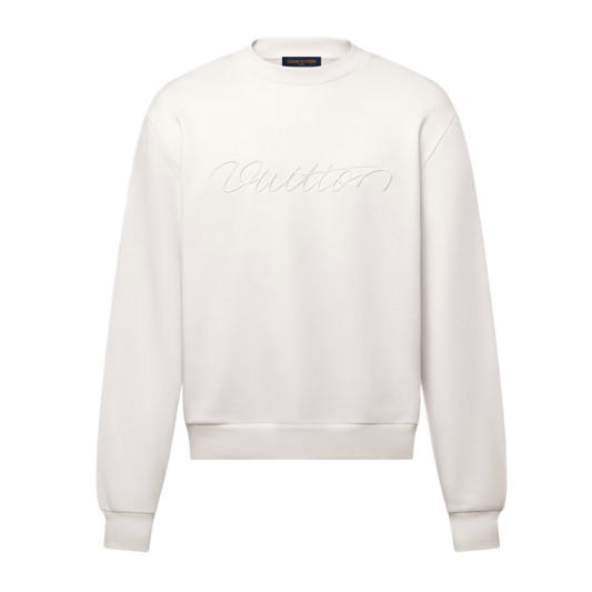 LOUIS VUITTON 'MILKY WHITE' EMBROIDERED SIGNATURE CREWNECK