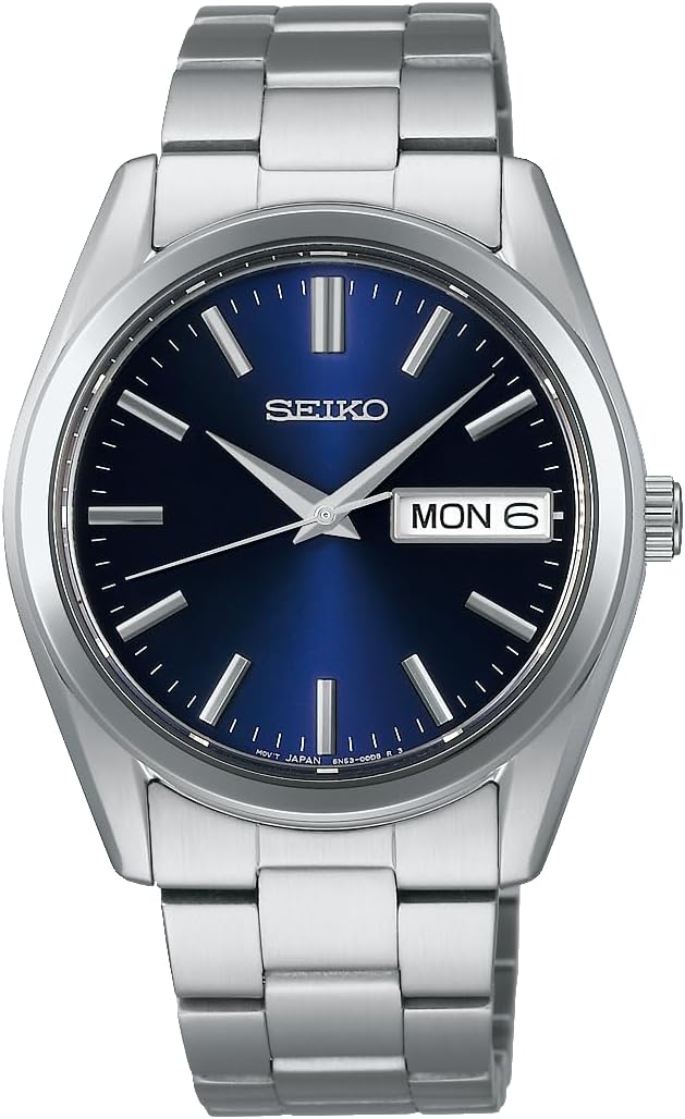 Seiko Selection S-Series Men's Analog Quartz Day-Date Wristwatch, Dial: Navy, Bracelet Type
