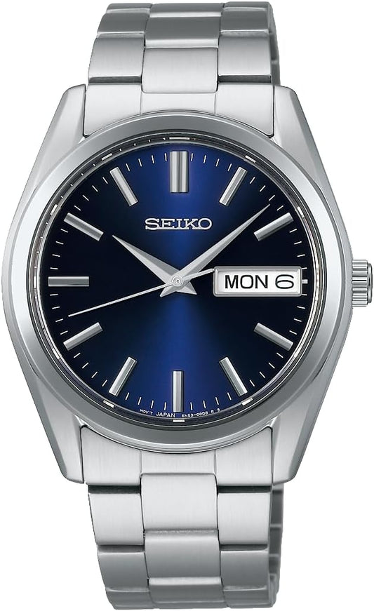 Seiko Selection S-Series Men's Analog Quartz Day-Date Wristwatch, Dial: Navy, Bracelet Type