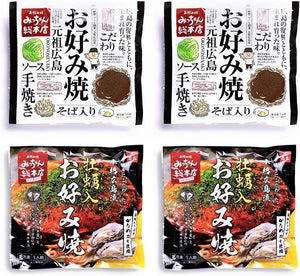 Micchan Sohonten Hiroshima Style Okonomiyaki with Soba and Oysters, Set of 4