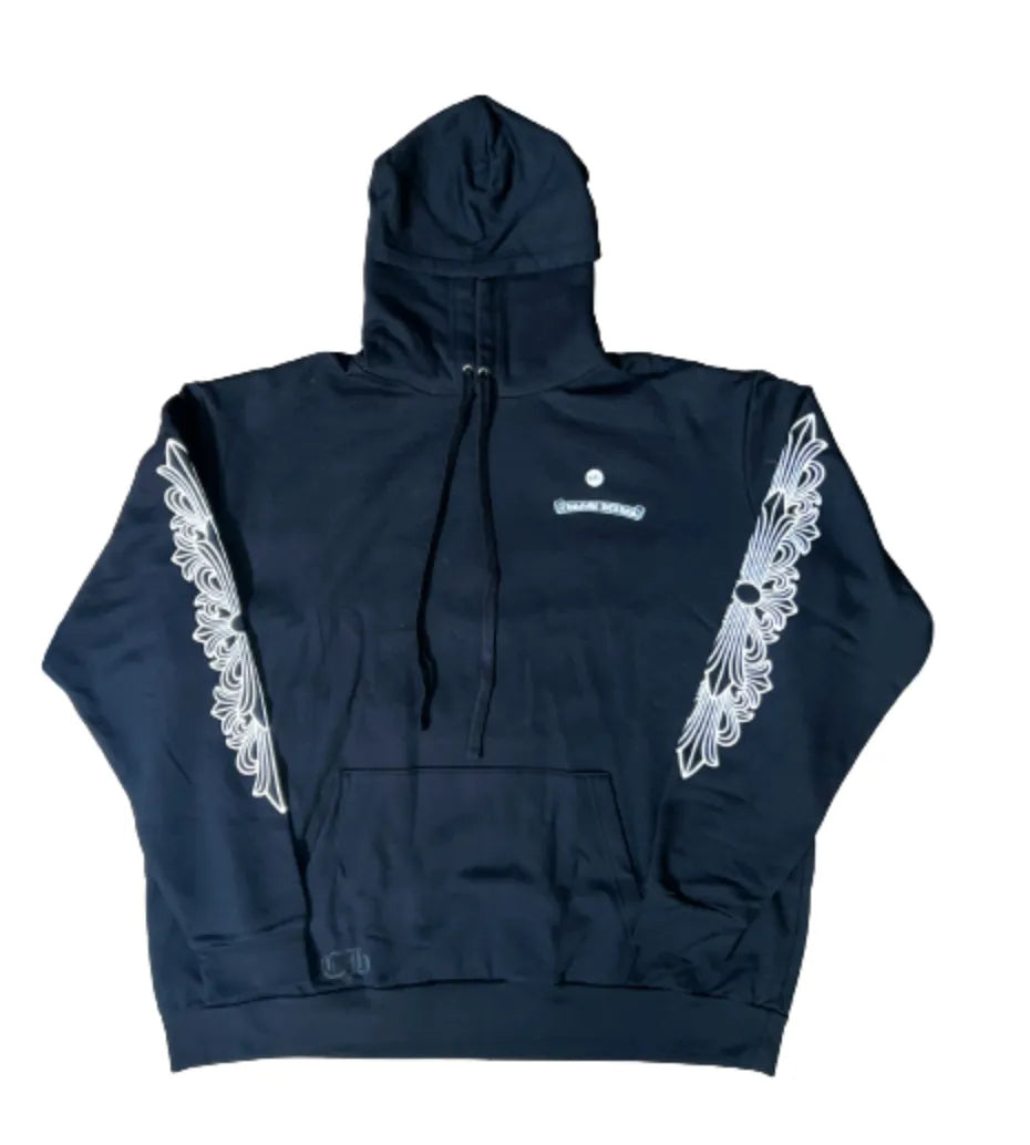 CHROME HEARTS 'PINK DAGGER' SCROLL LOGO HOODIE BLACK
