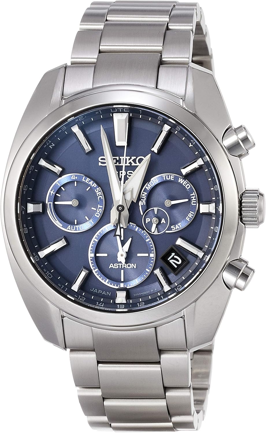 Seiko SBXC019 Men's Wristwatch, Quartz Astron Image, GPS Solar, Blue Dial, Sapphire Glass, Diamond Shield, Silver, Dial Color - Blue, GPS Solar Blue Dial Sapphire Crystal Watch