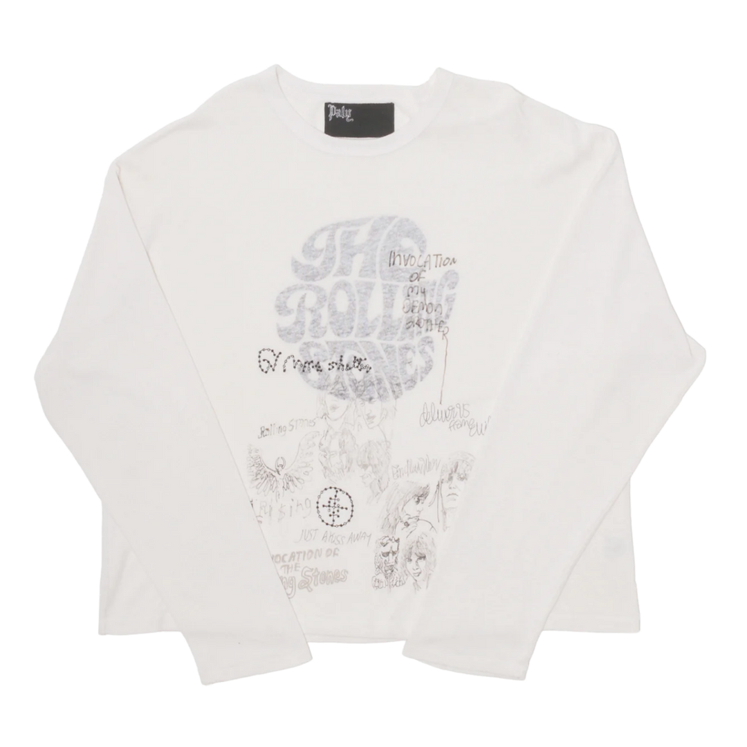 PALY ROLLING STONES 'CREAM' STONES EMBROIDERED LONGSLEEVE TEE