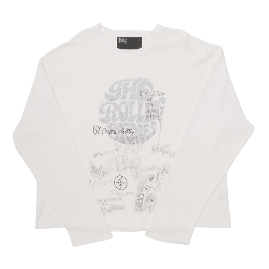 PALY ROLLING STONES 'CREAM' STONES EMBROIDERED LONGSLEEVE TEE