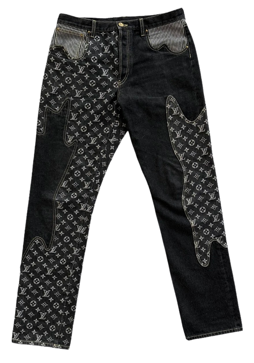 LOUIS VUITTON X NIGO 'CRAZY' BLACK JEANS
