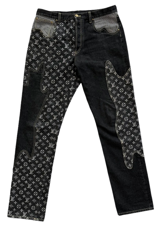 LOUIS VUITTON X NIGO 'CRAZY' BLACK JEANS