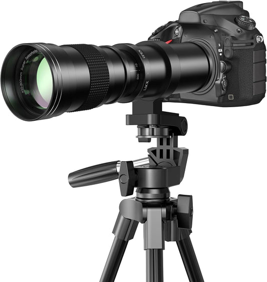 Lightdow Telephoto Lens 420-800mm f/8.3 for Nikon F-mount Manual Zoom Telephoto Lens + T-Mount Compatible with Nikon D5500 D3300 D3200 D5300 D3400 D7200 D7500 D3500 D7500 D500 D6000 D700 D800 D810